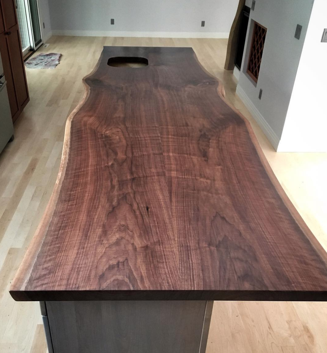 Book Matched Walnut Kitchen Island