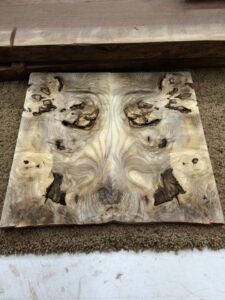 Book matched wood slab as wall art