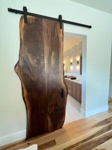 Walnut slab barn door