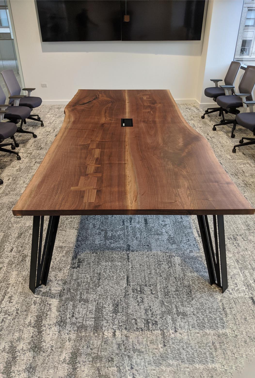 Live Edge Conference Table with Power