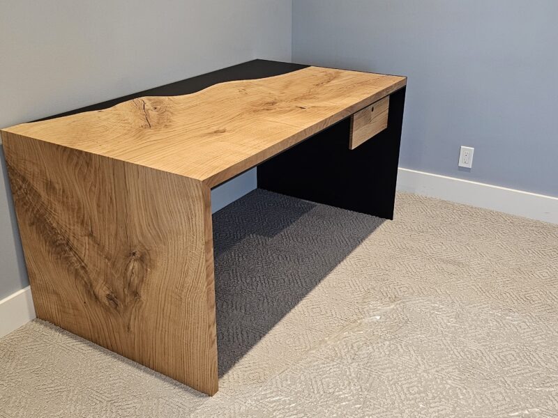Siberian elm slab and steel desk